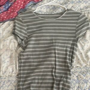 American Eagle Outfitters Green and White Striped Tee